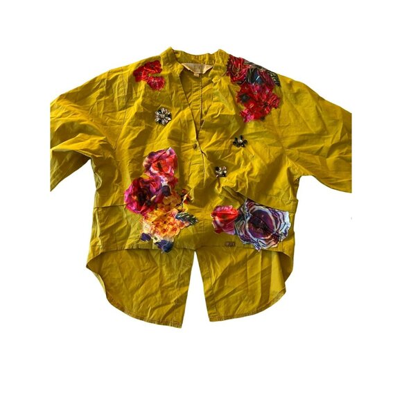 Lizette Collection Hand-Embroidered Upcycled Floral Blouse - Picture 1 of 12